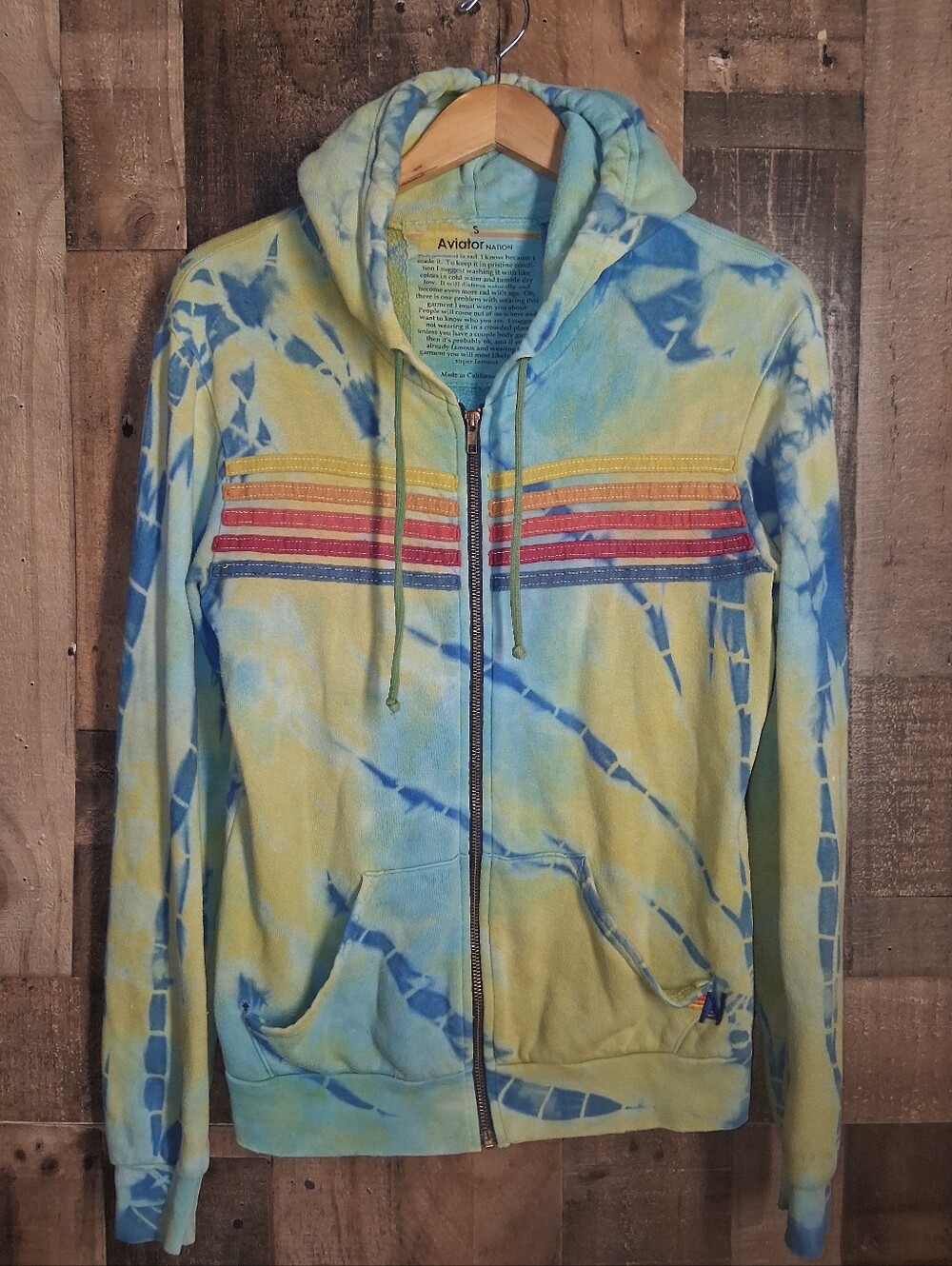 Aviator Nation Tie Dye Hoodie Size Small Zip Up Womens